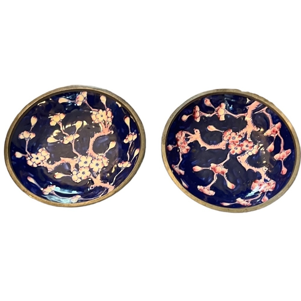 Set‎ Of 2 Antique Soap Dish CHERRY BLOSSOMS in PEWTER